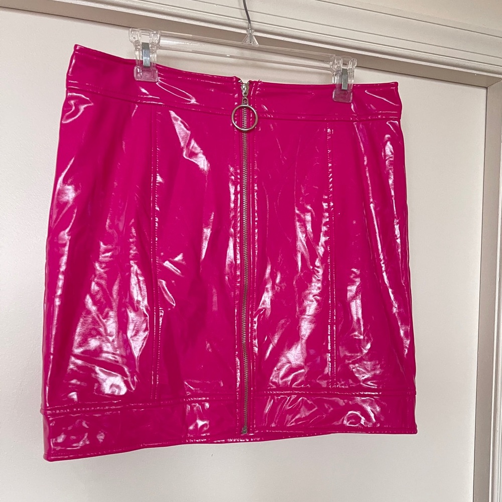 Hot Pink Patent Leather Mini Skirt